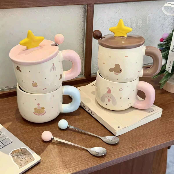 Cốc thú nắp ngôi sao kèm muỗng