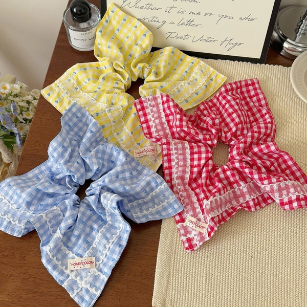 Scrunchies vuông kẻ caro SP3895