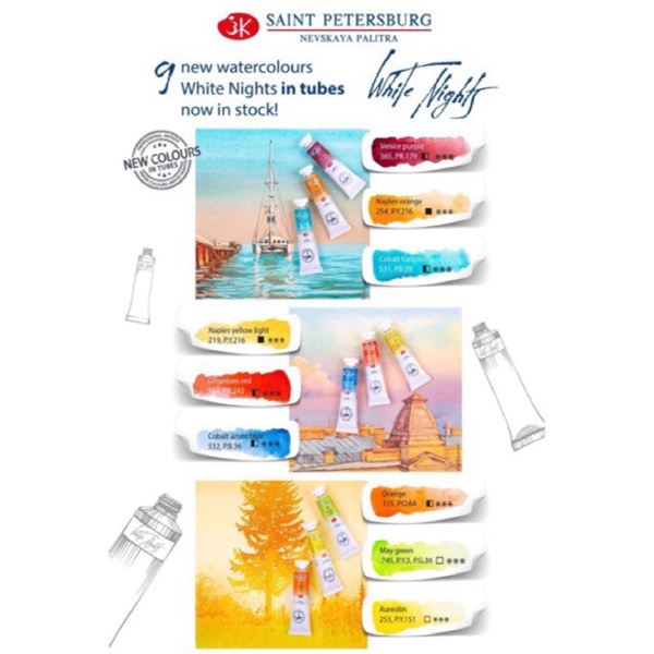 P3 màu nước White nights tuýp lẻ 10ml &fullpan nén ~2.5ml
