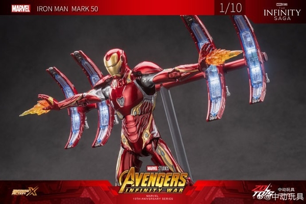 Mô Hình Ráp Sẵn 1/10 Iron Man Mark 50 Nano Floating Gun With Platform Set – MK50 Movie Scene Set của Zdtoys