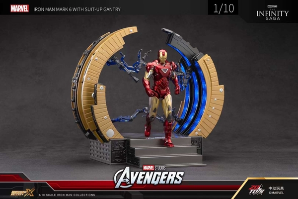 Mô Hình Ráp Sẵn Marvel Iron Man Mark 6 with Suit Up Gantry của ZDtoys