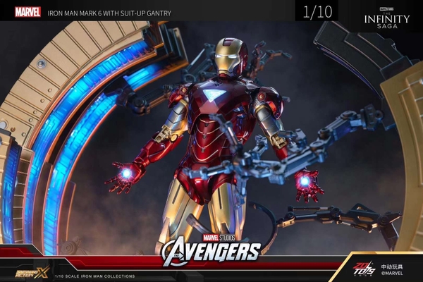 Mô Hình Ráp Sẵn Marvel Iron Man Mark 6 with Suit Up Gantry của ZDtoys