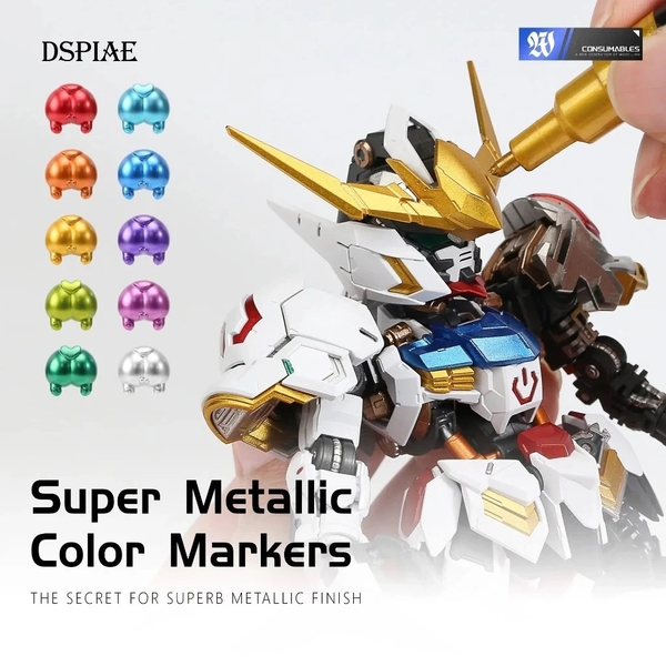 Dụng Cụ DSPIAE Bút sơn mô hình Gundam MKA màu ánh kim 2 đầu có thể thay đổi ngòi 0.5/2.0 mm