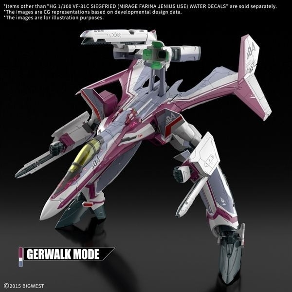 Decal Nước WATER DECALS - HG 1/100 VF-31C SIEGFRIED - MIRAGE FARINA JENIUS USE của Bandai Nhật Bản