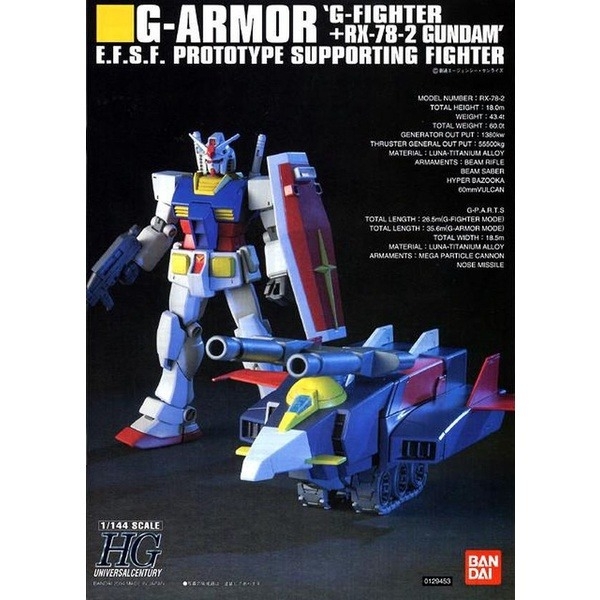Mô Hình Lắp Ráp Gundam HG 1/144 HG G Armor (G-Fighter + RX-78-2 Gundam) của Bandai nhật bản