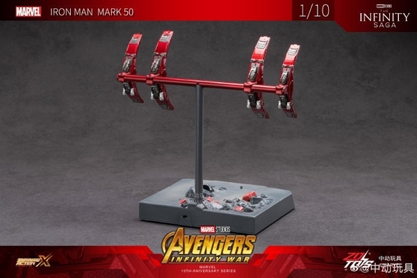 Mô Hình Ráp Sẵn 1/10 Iron Man Mark 50 Nano Floating Gun With Platform Set – MK50 Movie Scene Set của Zdtoys