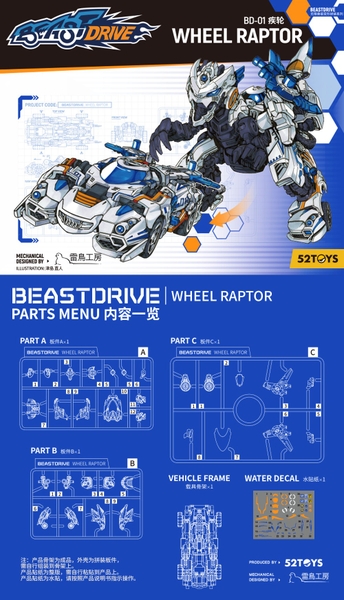 Mô Hình 52Toys BEASTDRIVE BD-01 WHEEL RAPTOR