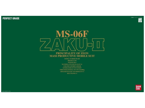 Mô hình Lắp Ráp Gundam Bandai PG MS-06F Zaku II 1/60 MS Gundam của Bandai nhật bản