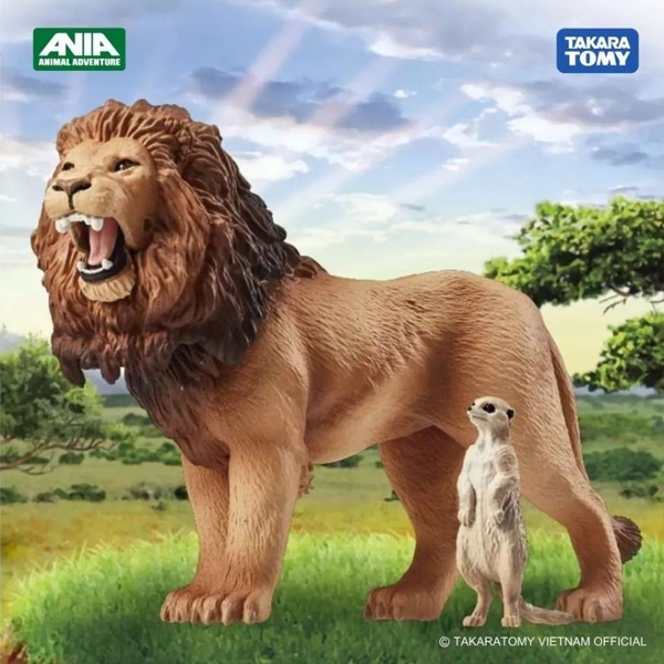 Mô hình động vật – Ania AS-01 Lion (With Suricata Suricatta) – Sư tử và chồn Mangut của Takara Tomy