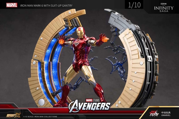 Mô Hình Ráp Sẵn Marvel Iron Man Mark 6 with Suit Up Gantry của ZDtoys