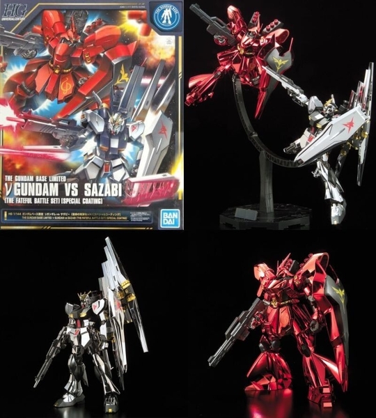 Mô Hình Lắp Ráp HGUC 1/144 v Gundam vs Sazabi set special coating Gundam Base của Bandai