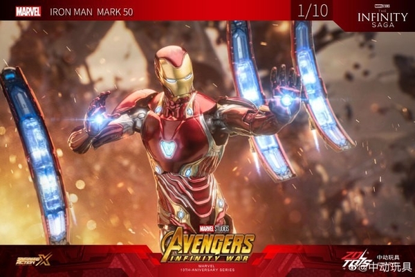 Mô Hình Ráp Sẵn 1/10 Iron Man Mark 50 Nano Floating Gun With Platform Set – MK50 Movie Scene Set của Zdtoys