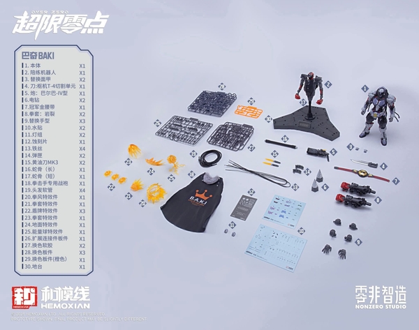 Mô Hình Lắp Ráp 1/100 Baki - Quyền Vương của Hemoxian