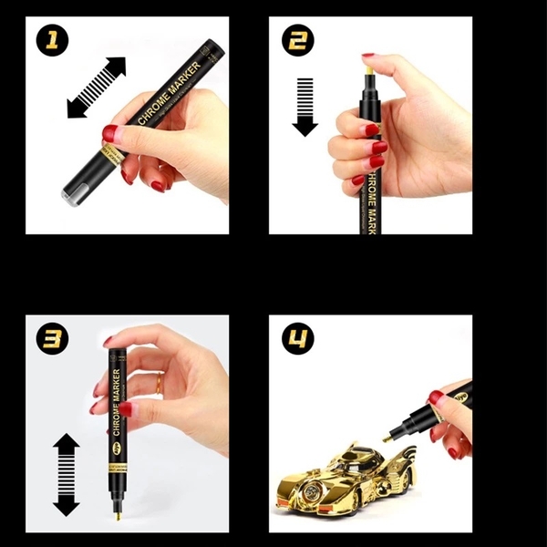 Bút marker Gundam dạng lỏng chrome aiye màu Vàng, Bạc, Đồng phản quan chống nước