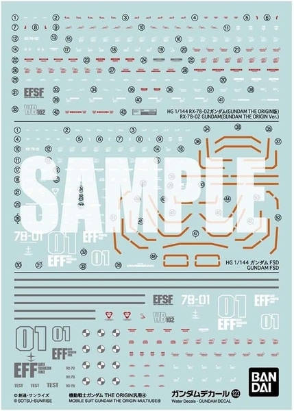 Decal GUNDAM DECAL123 MOBILE SUIT GUNDAM THE ORIGIN MULTIUSE ④ của Bandai Nhật Bản