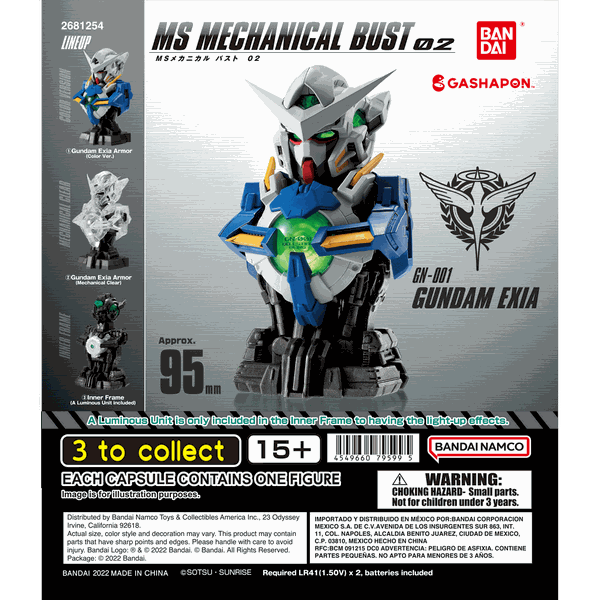 Mô Hình Gashapon MS Mechanical Bust 02 Gundam Exia / 05 Gundam Exia Trans-Am Color của Bandai Nhật bản