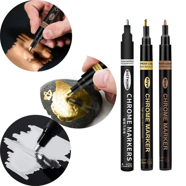 Bút marker Gundam dạng lỏng chrome aiye màu Vàng, Bạc, Đồng phản quan chống nước