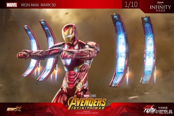 Mô Hình Ráp Sẵn 1/10 Iron Man Mark 50 Nano Floating Gun With Platform Set – MK50 Movie Scene Set của Zdtoys