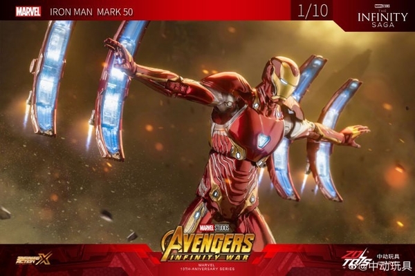 Mô Hình Ráp Sẵn 1/10 Iron Man Mark 50 Nano Floating Gun With Platform Set – MK50 Movie Scene Set của Zdtoys