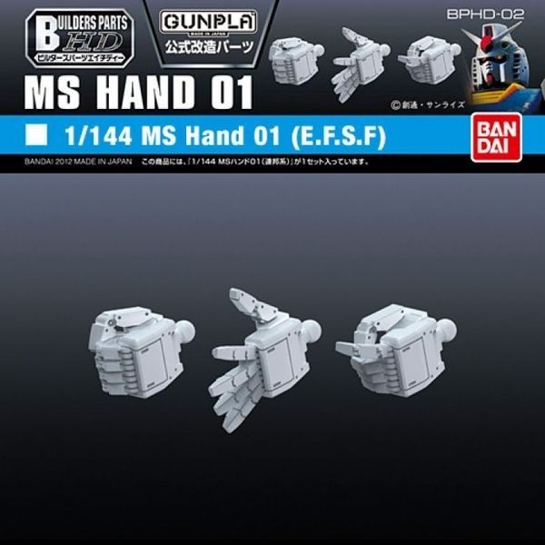 Mô hình lắp Ráp Phụ kiện Gundam BUILDERS PARTS HD 1/144 MS HAND 01 (E.F.S.F.) của Bandai nhật