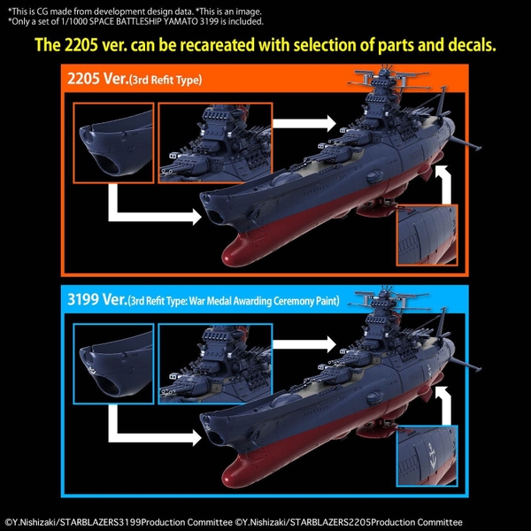 Mô Hình Lắp Ráp Space Battleship Yamato 2199 - 1/1000 SPACE BATTLESHIP YAMATO 3199 của Bandai Nhật bản
