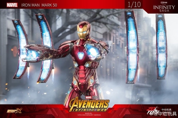Mô Hình Ráp Sẵn 1/10 Iron Man Mark 50 Nano Floating Gun With Platform Set – MK50 Movie Scene Set của Zdtoys