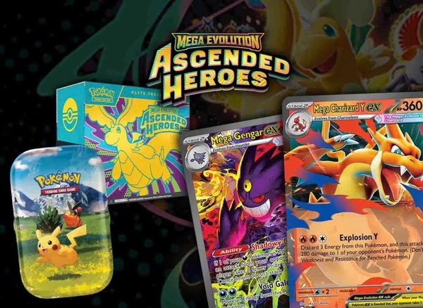 Thẻ TCG Pokemon : Mega Evolution - Ascended Heroes Booster Bundle bản Tiếng Anh