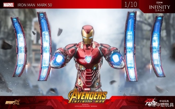 Mô Hình Ráp Sẵn 1/10 Iron Man Mark 50 Nano Floating Gun With Platform Set – MK50 Movie Scene Set của Zdtoys