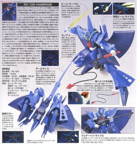 Mô Hình Lắp Ráp Gundam HG UC 1/144 RX-139 Hambrabi của Bandai Nhật Bản