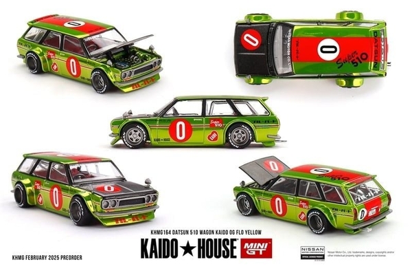 Mô Hình Xe Kaido House KHMG164 Datsun 510 Wagon Kaido 0G Flo Yellow
