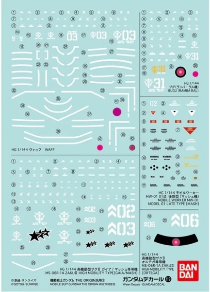Decal GUNDAM DECAL119 MOBILE SUIT GUNDAM THE ORIGIN MULTIUSE ③ của Bandai Nhật Bản