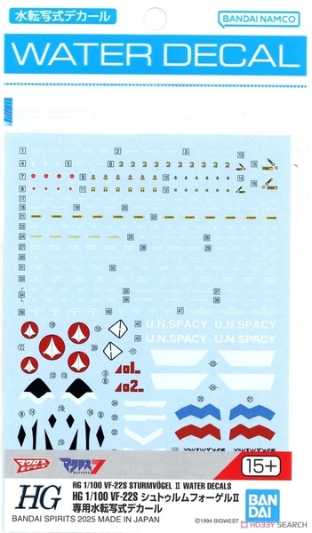 Decal Chuyên Dụng HG 1/100 VF-22S STURMVOGEL Ⅱ WATER DECALS của Bandai Nhật Bản