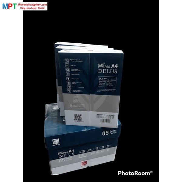 [NEW] Thùng 5 Ram giấy in A4 Hồng Hà 4955 ĐL75gsm - TẶNG 1 file 20 lá