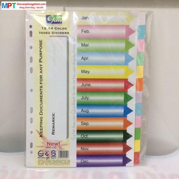 Chia file giấy 12 màu