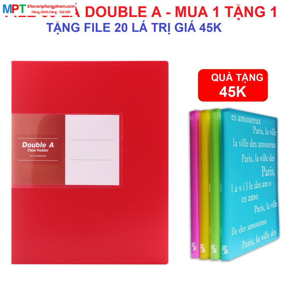 File lá 60 Trang cao cấp Double A màu đỏ
