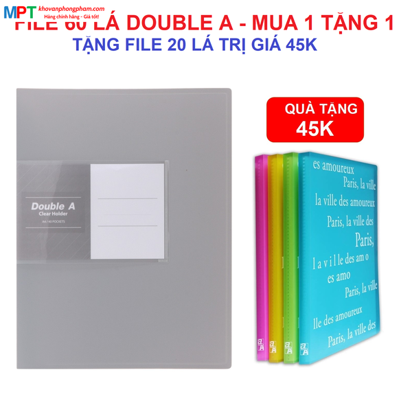 File lá 60 Trang cao cấp Double A màu ghi