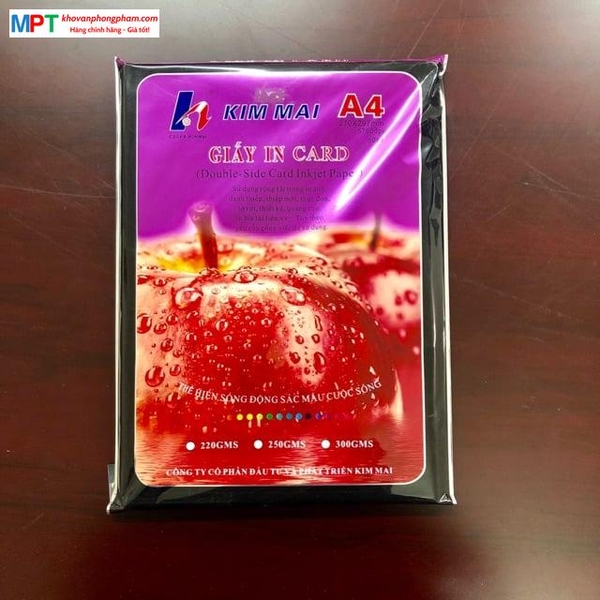Giấy in Card  Kim Mai Điịnh lượng 250gsm - Khổ A4: 210x297mm - 50 tờ/tập