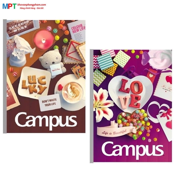 Lốc 10 Vở kẻ ngang Campus Gift 120 trang - Tặng 1 bút bi