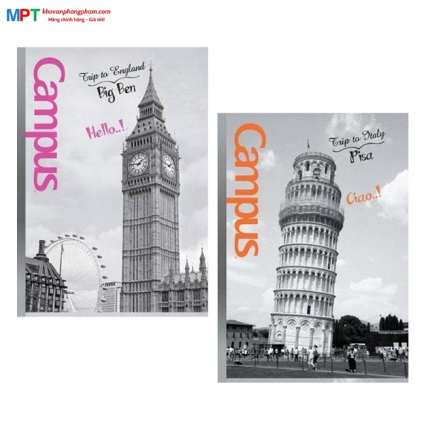 Lốc 10 Vở kẻ ngang Campus Landscape 120 Trang - Tặng 1 bút bi