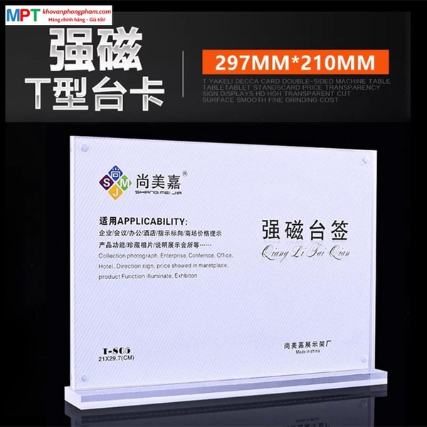 Menu mica nam châm A4 đế dày 11mm T-805 - Khổ ngang