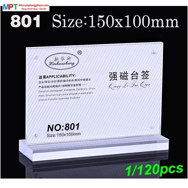 Menu mica nam châm A6 đế dày 11mm T-801 - Khổ ngang