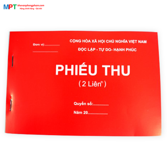 Phiếu thu A5 2 liên, 3 liên (13x19cm)