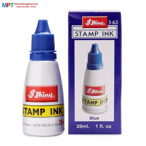 Mực dấu Shiny S-63 màu xanh 28ml