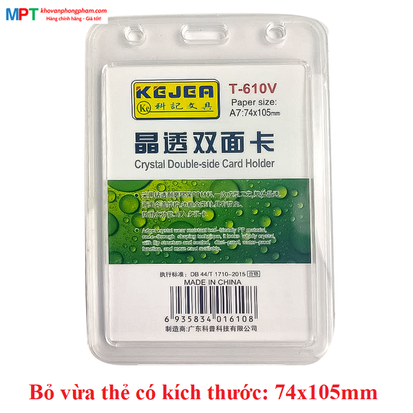 Mặt thẻ nhựa trong T-610V loại dọc - Bỏ vừa thẻ 74x105mm