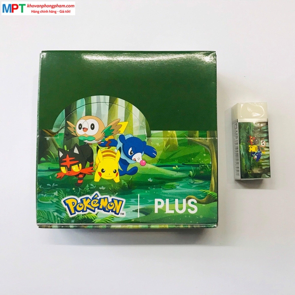 Tẩy chì Plus Chính Hãng viên nhỏ Pokemon, Pikachu màu xanh