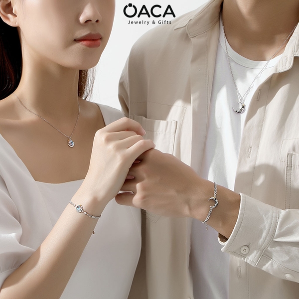Dây chuyền bạc đôi Prince and Rose đá Moonstone