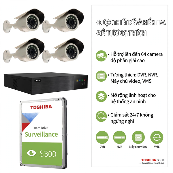 Ổ cứng HDD Toshiba S300 SATA-III 3.5 inch hỗ trợ đầu ghi camera