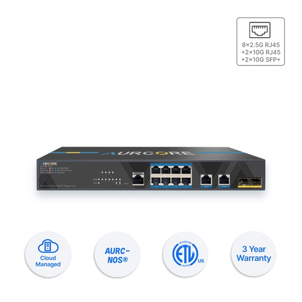 Thiết bị Switch doanh nghiệp Aurcore AES4101 8 x 2.5GE | 2 x 10GE | 2 x 10GE SFP+