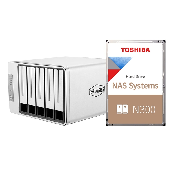 Combo thiết bị lưu trữ DAS TerraMaster D5-310 và ổ cứng Toshiba N300 dung lượng 6TB