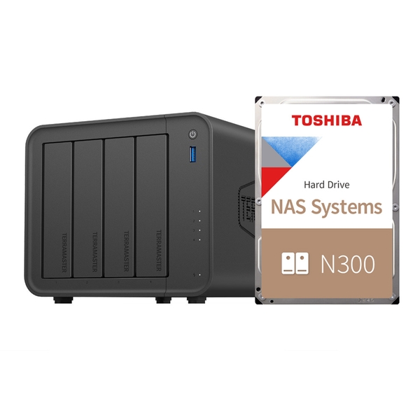 Combo thiết bị lưu trữ mạng NAS TerraMaster F4-425 và ổ cứng HDD Toshiba N300 dung lượng 12TB